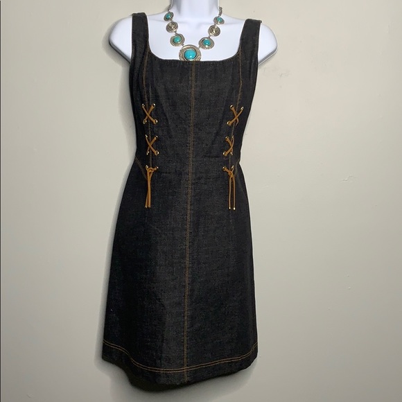 Escada Dresses & Skirts - Escada Dark Denim Brown Suede Dress M 10 C2 0040